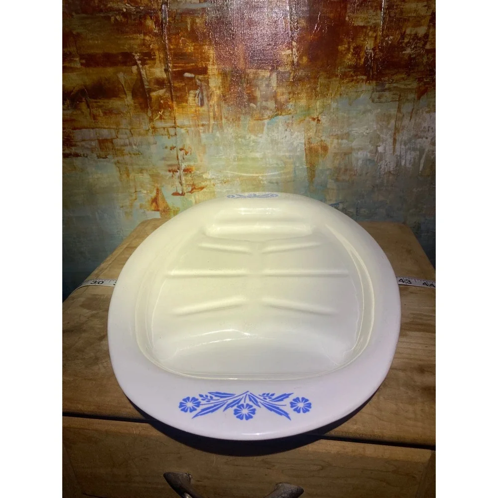 Vintage Corning Ware Blue Cornflower P-19 Tree and Well Meat Platter 16 Inch USA